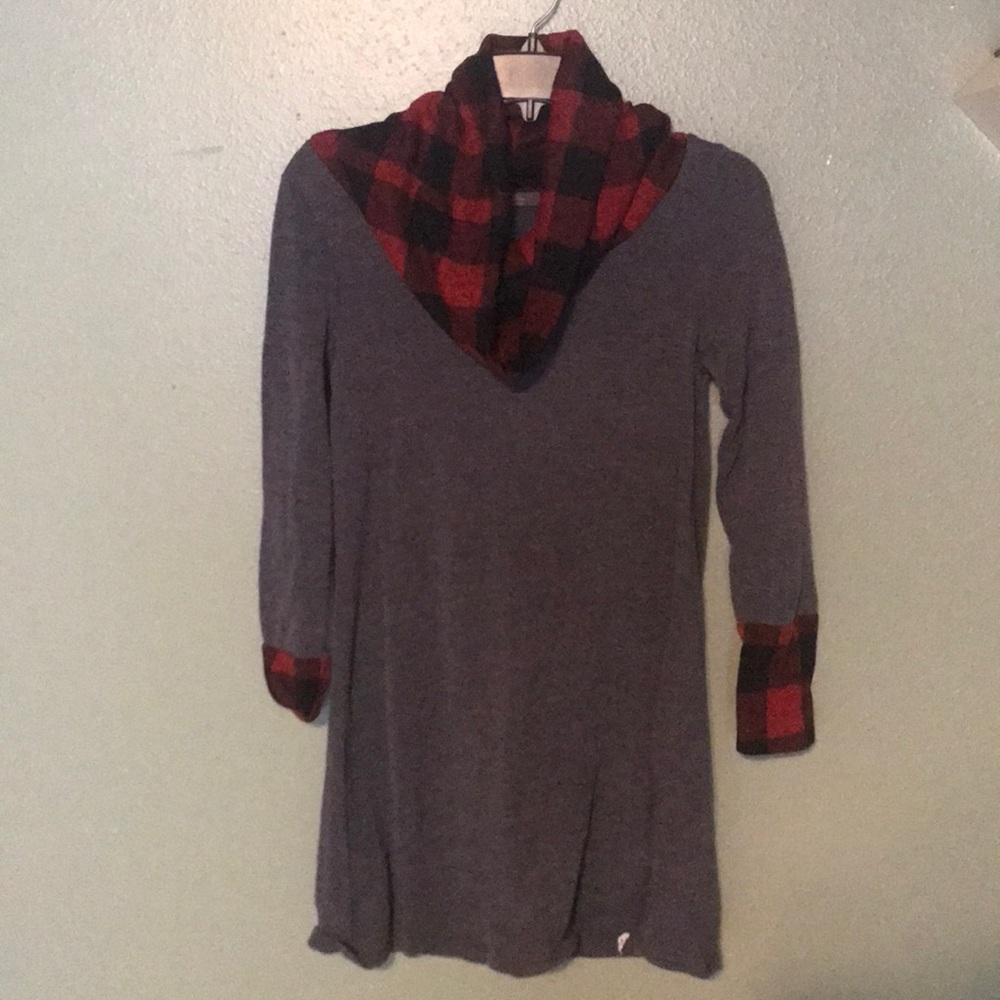 Grey Plaid knit dress- Madeline Sparklestein
